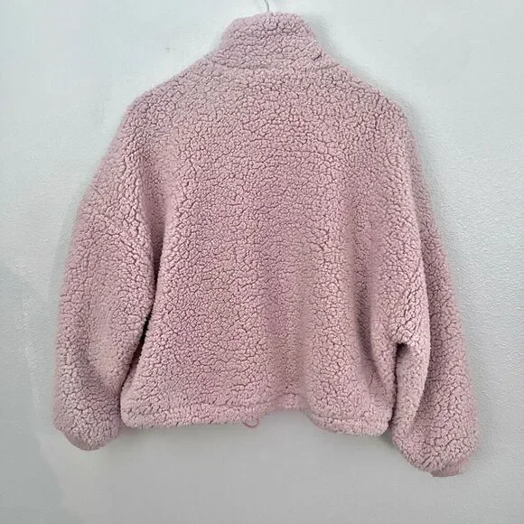 URBAN OUTFITTERS | Willow Fuzzy Drawstring Teddy Jacket Blush Pink | Size Medium - Picture 6 of 8